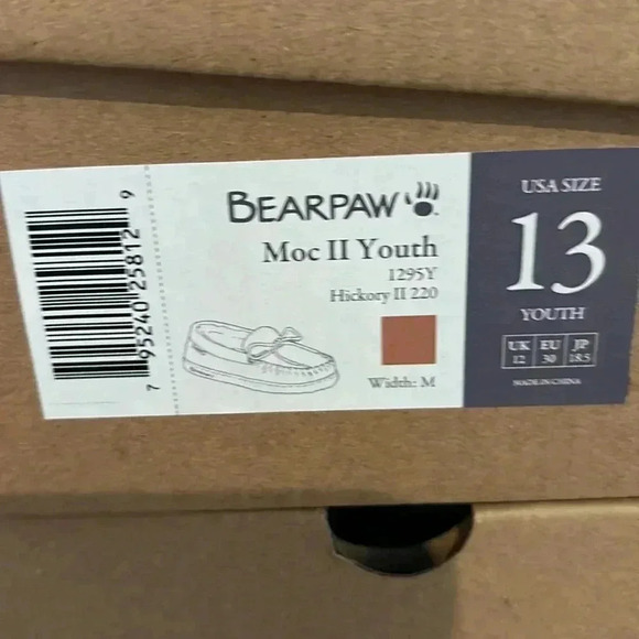 BEARPAW Moc II Youth, suede upper, sheepskin lined, rubber outsole slippers - Picture 8 of 9